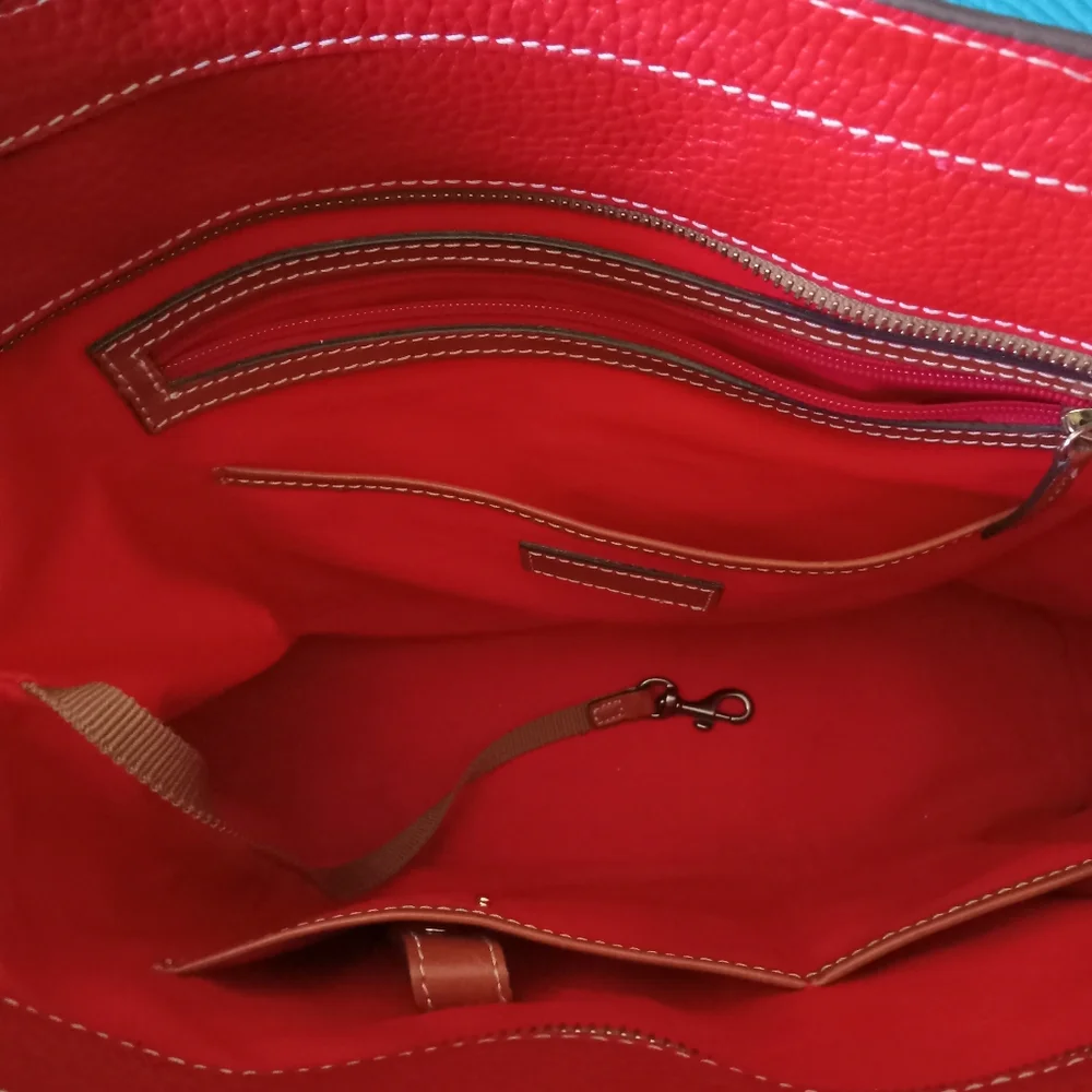 Dooney & Bourke | Lexington Red Pebble Grain Leather Tote Purse Handbag - Picture 7 of 16